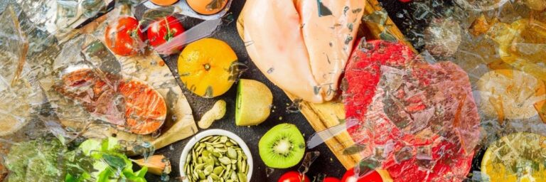 Composición de alimentos y fragmentos de vidrio